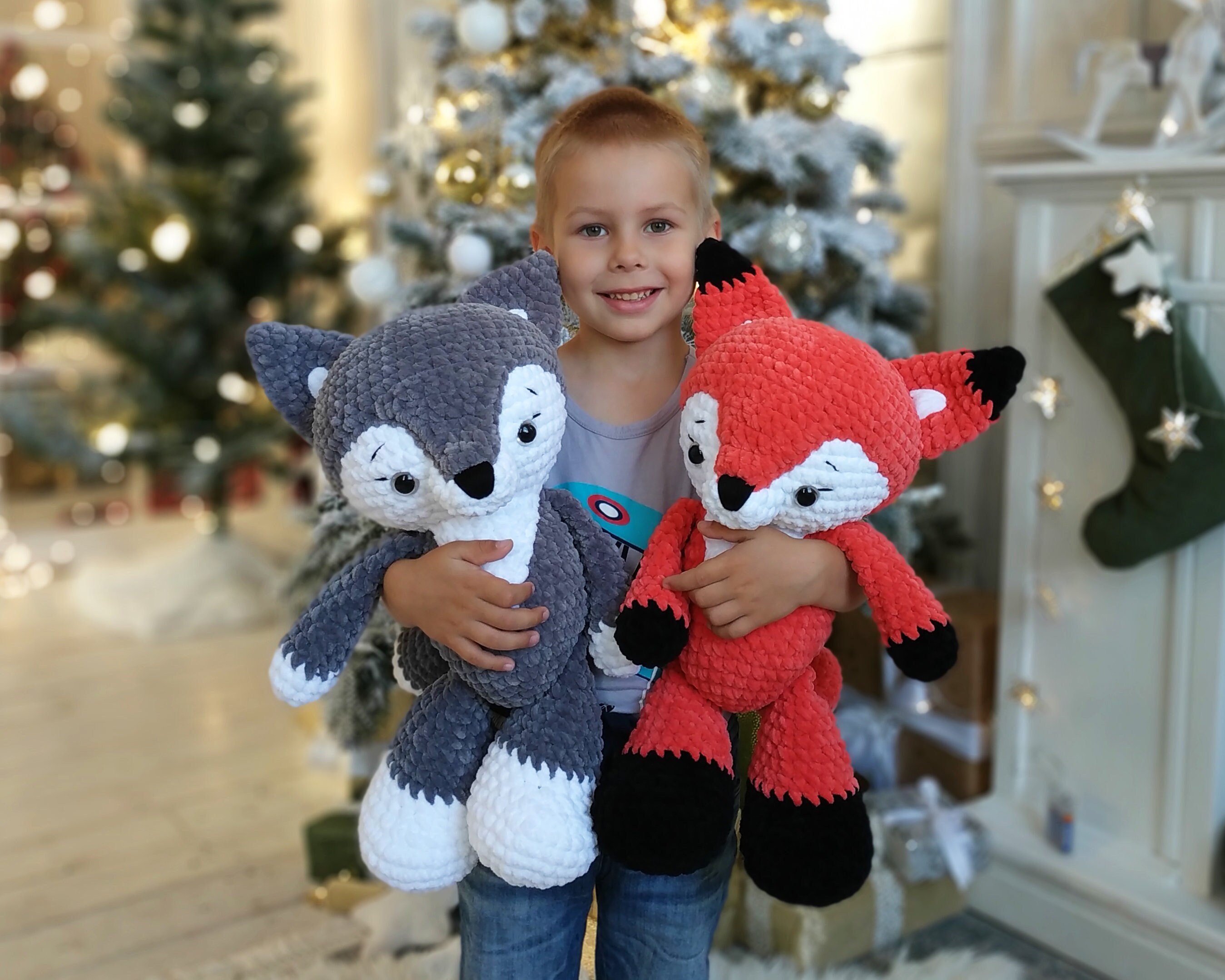 Giant Stuffed Wolf & Fox Plush Woodland animals Large Soft Etsy