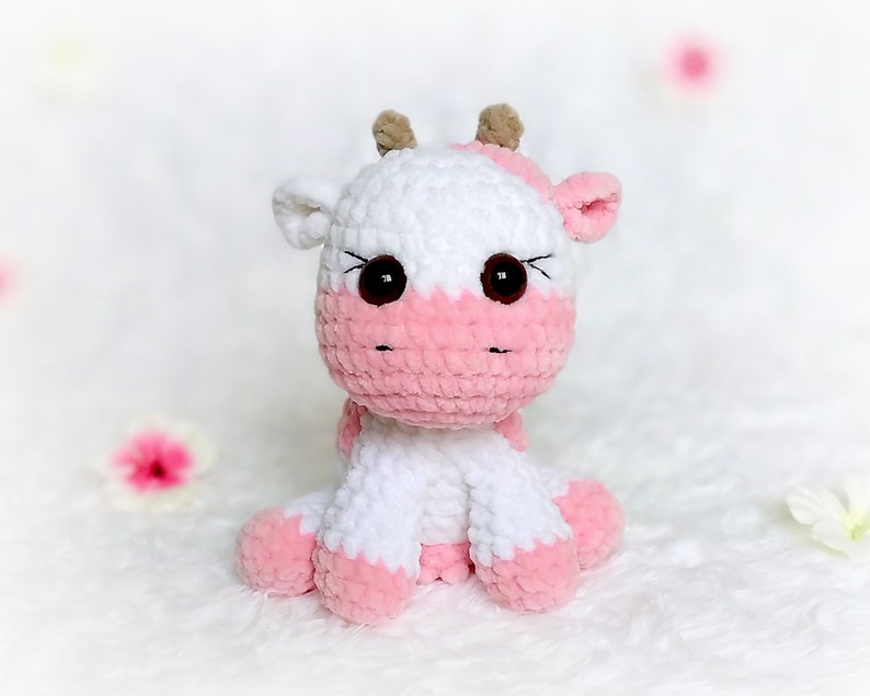 Kawaii Strawberry Crochet Cow Plush Pink Stuffed Animal Toy | Etsy