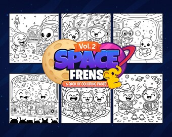 Space Frens Vol. 2 – Printable Outer Space Coloring Pages | Cute Aliens ...