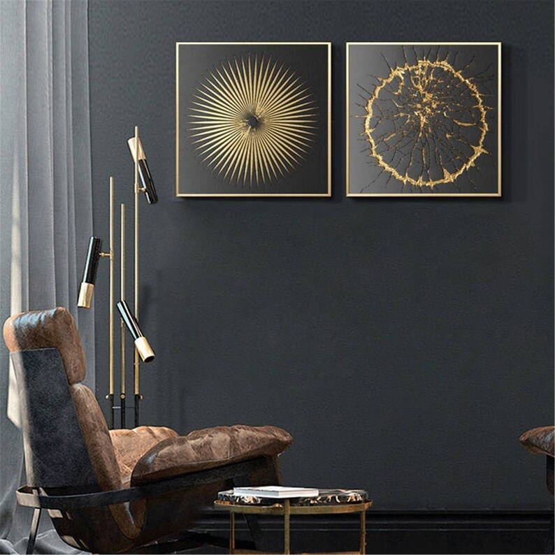 Abstrakte Leinwand Malerei Gold schwarz weiß moderne | Etsy