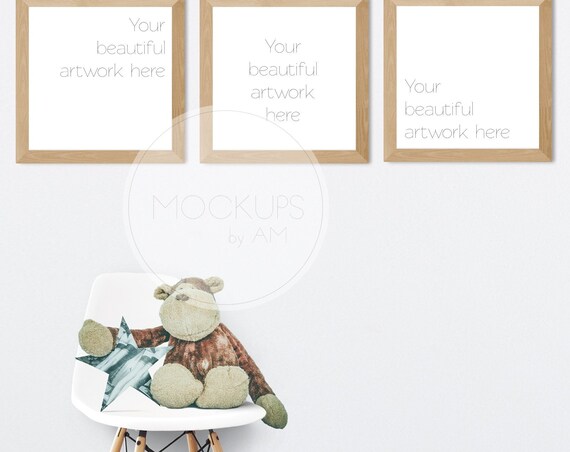 Set Of 3 Tropical Nursery Mockup With Monkey Toy