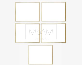 5 Vertical Gold Frames Mockup 4x5 Ratio Golden Frame On Wall Etsy