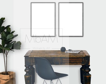 A2 Landscape Poster Frame Mockup Room Workspace Mock Up Etsy