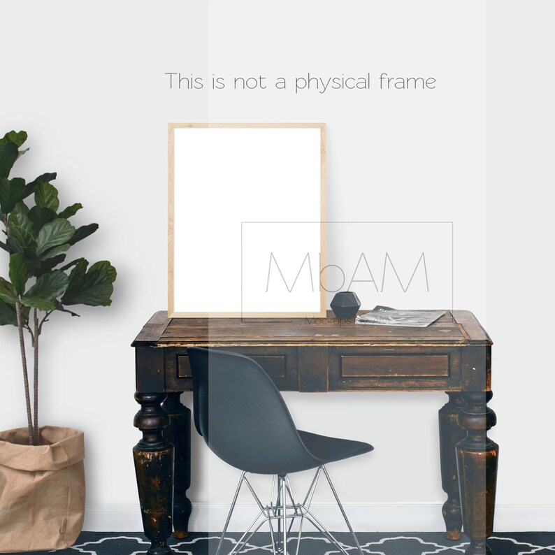 4x5 ratio frame on work table mockup 16x20 inch frame