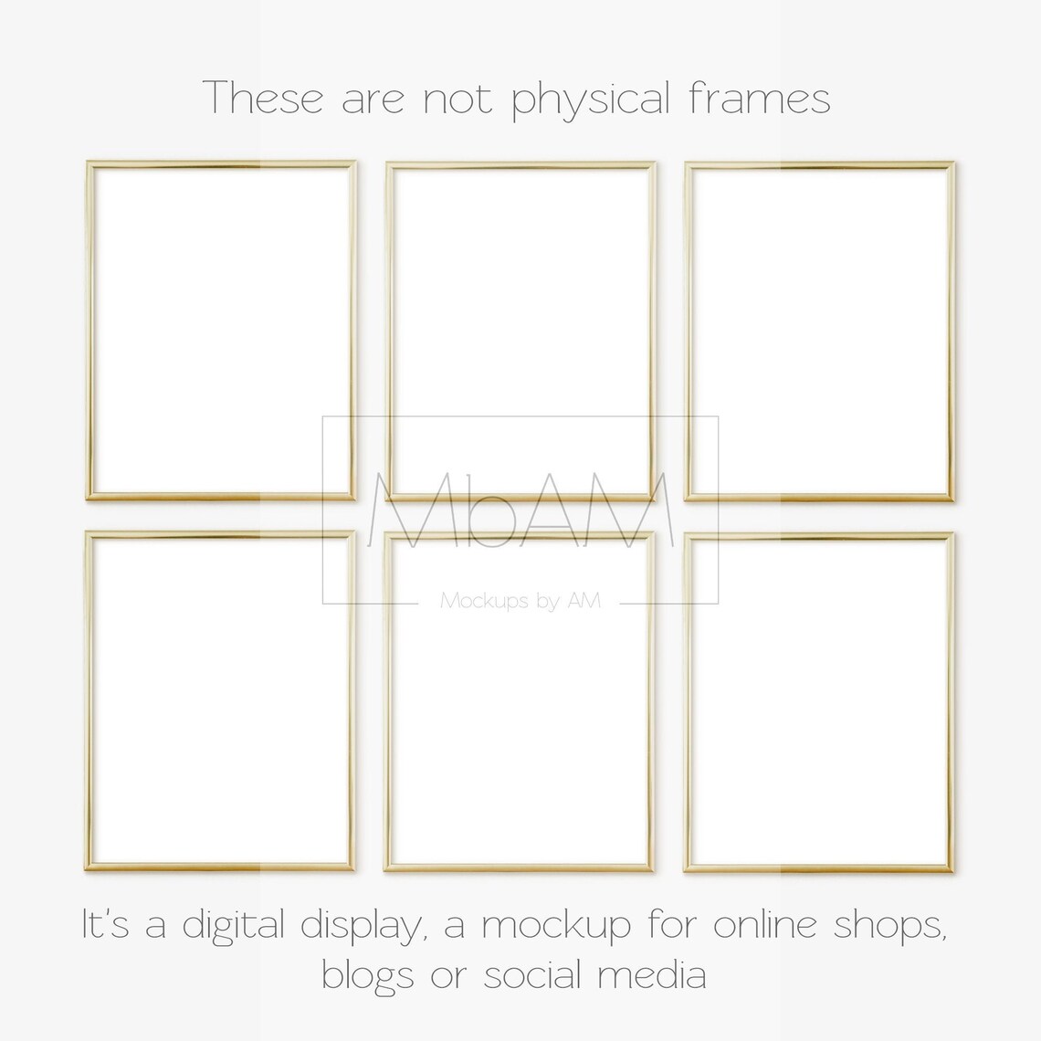 11x14 inch frame set mockup Set of 6 golden frames on wall Etsy