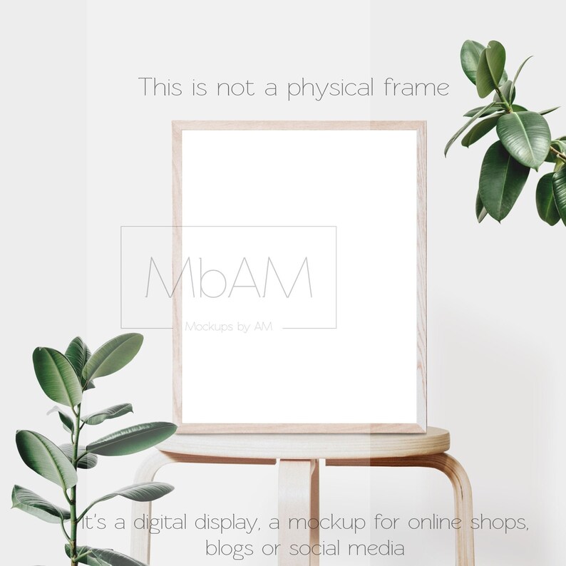 4x5 Ratio Wooden Frame On A Chair Mockup With Plants Jpg Etsy