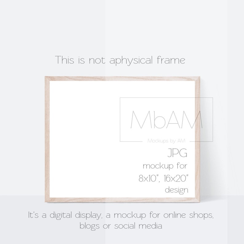 Landscape 8x10 inch frame on desk mockup 4x5 ratio frame