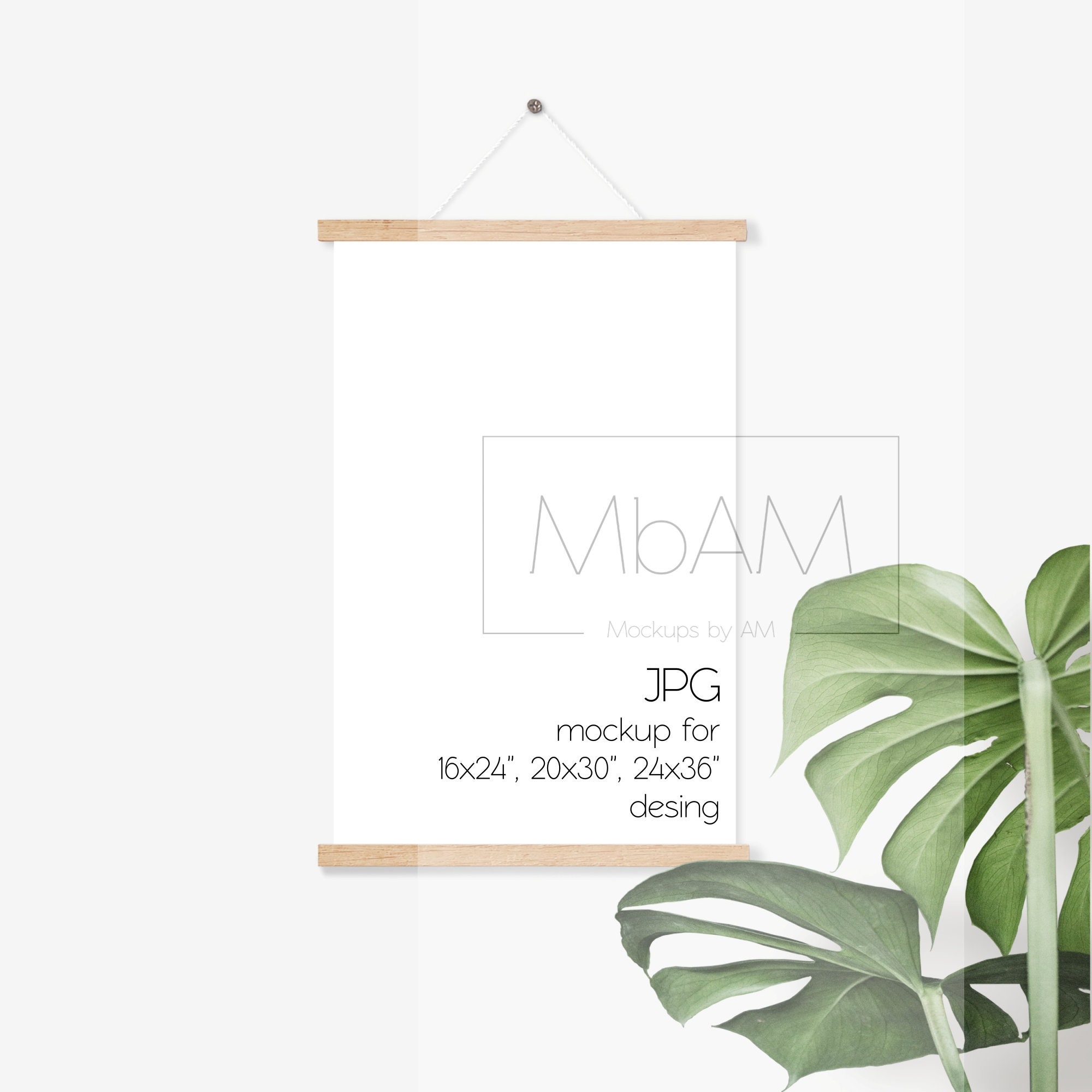 2 x 3 Poster Aufhänger Mockup mit Monstera 24 x 36 Zoll | Etsy