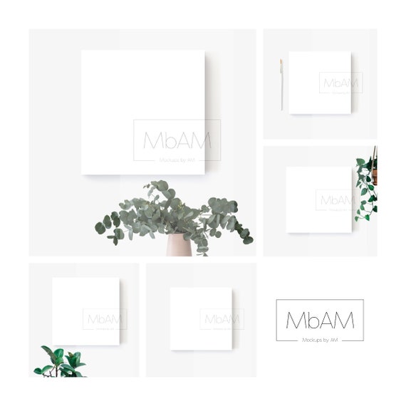Square Canvas Mockup Bundle Set Of 5 Canvas Mock Up 5 Etsy