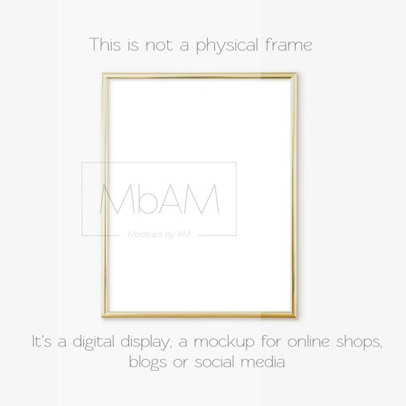 Download Simple Minimal 11x14 Inch Golden Frame Mockup Jpg Mock Up Etsy PSD Mockup Templates