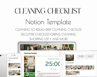 Cleaning Schedule, Notion Template, Chore Chart, Cleaning Checklist, Notion Planner, Spring Cleaning, Adhd Planner