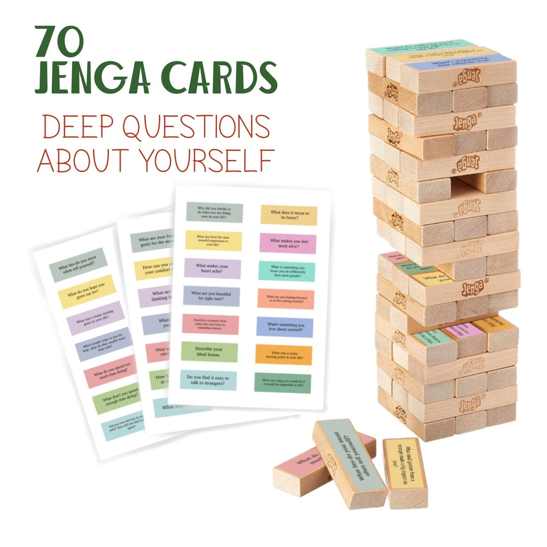 Jenga Deep Questions About Yourself Cards, Therapy Tools