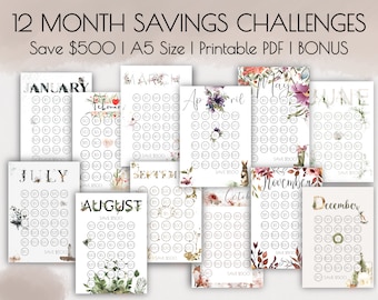 Savings Challenge Bundle, Budget Planner, Money Saving, Monthly Savings, Chore Chart, Savings Tracker, Saving Challenge