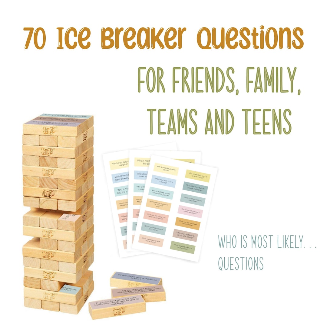 Jenga Ice Breaker Cards Jenga Questions Family Reunion Etsy