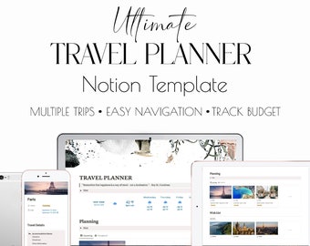 Notion Template, Travel Planner, Notion Planner, Travel Journal, Travel Itinerary, Digital Planner, Travel Packing List