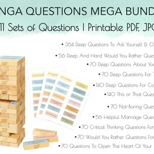 Pacote de perguntas, adesivos Jenga com 60% de desconto, jogos de terapia, ferramentas de terapia, conselheiro escolar, cartas de jogar personalizadas