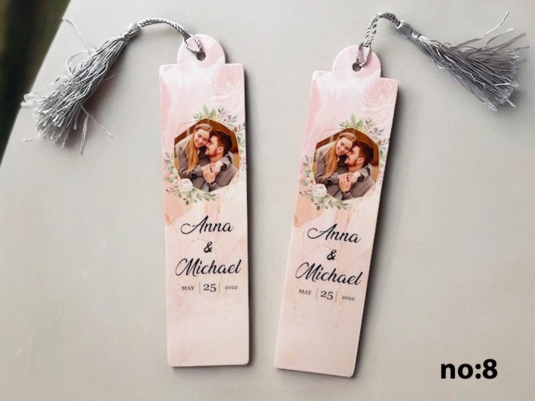 100 PCS Custom Bridal Shower Bookmarks, Wedding Bookmark Favors