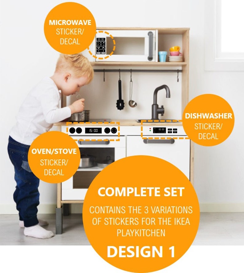 Complete Set of Stickers / Decals for IKEA DUKTIG Play Kitchen Etsy