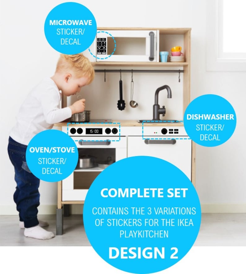 Complete Set of Stickers / Decals for IKEA DUKTIG Play Kitchen Etsy