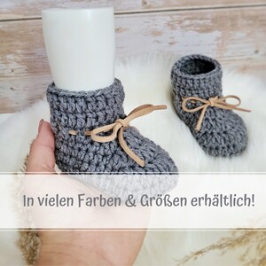 Babyschuhe aus Merinowolle gehäkelt,viele Farben, Babyboots, beige, für Junge und Mädchen image 1