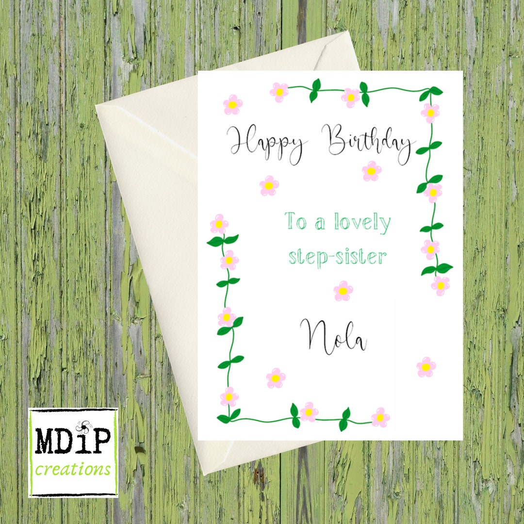 Step Sister Birthday Card, Birthday Card for Step Sister Personalised ...