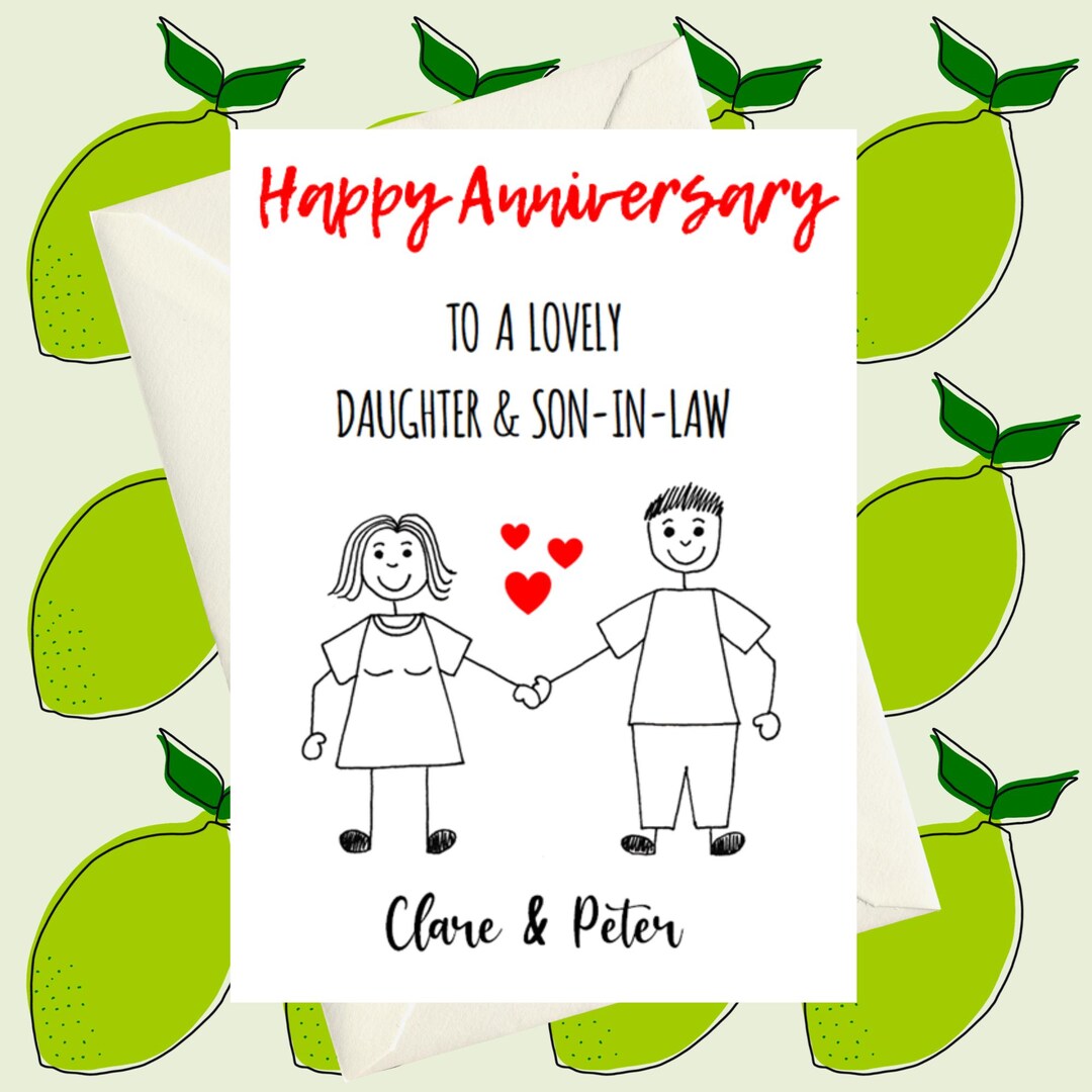 Daughter and Son in Law Wedding Anniversary Personalised Card - Etsy UK