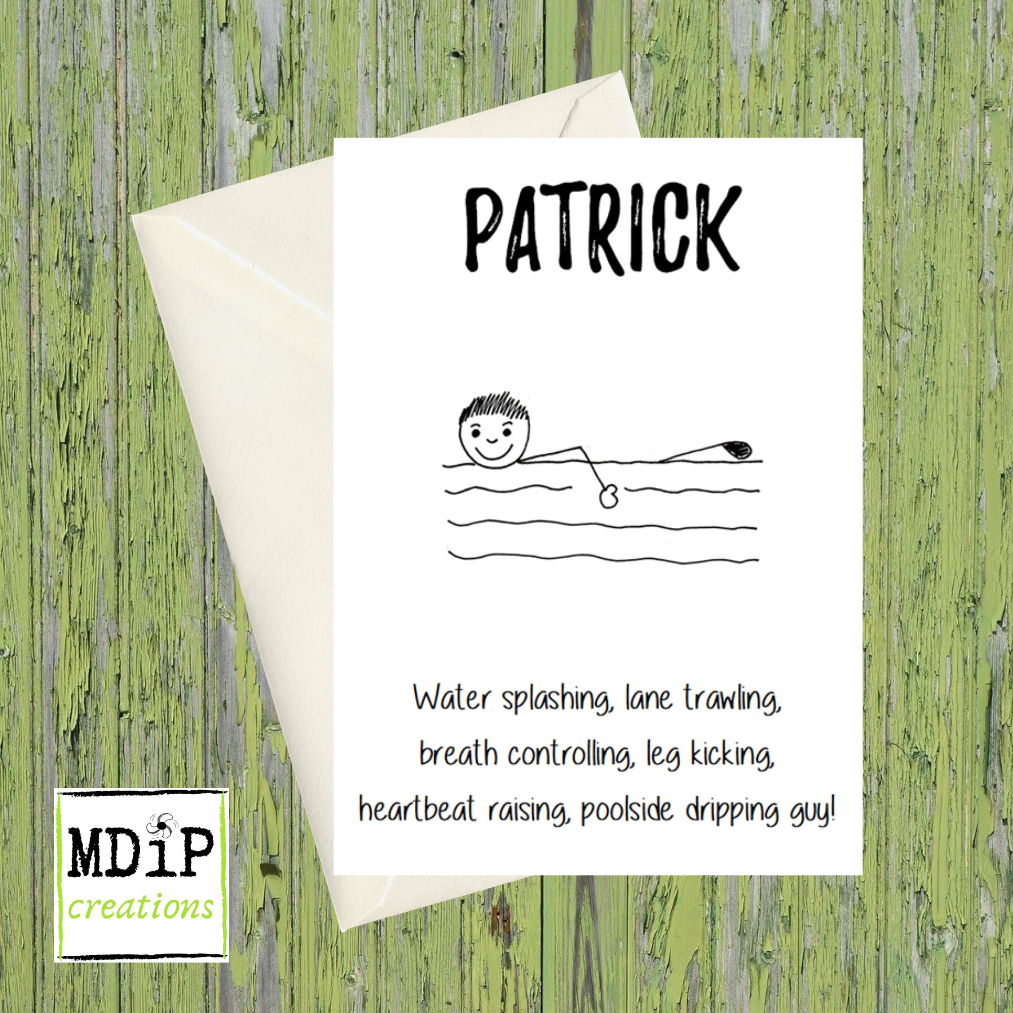 Swimming Card Personalised, Swimming Birthday Card for Him, Card for