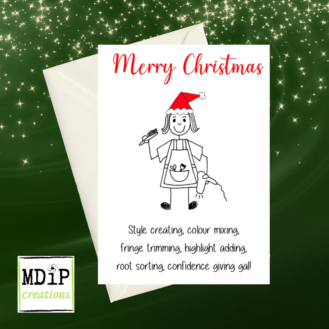 Hairdresser Christmas Card for Her Christmas Card for Etsy UK