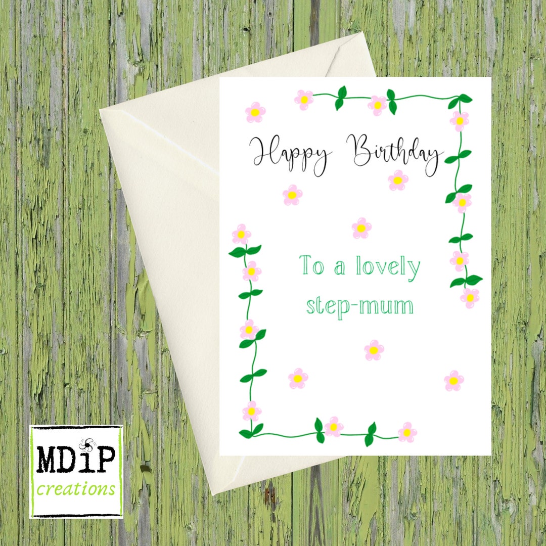 Step Mum Birthday Card, Birthday Card for Step Mum, Floral Card, Happy ...