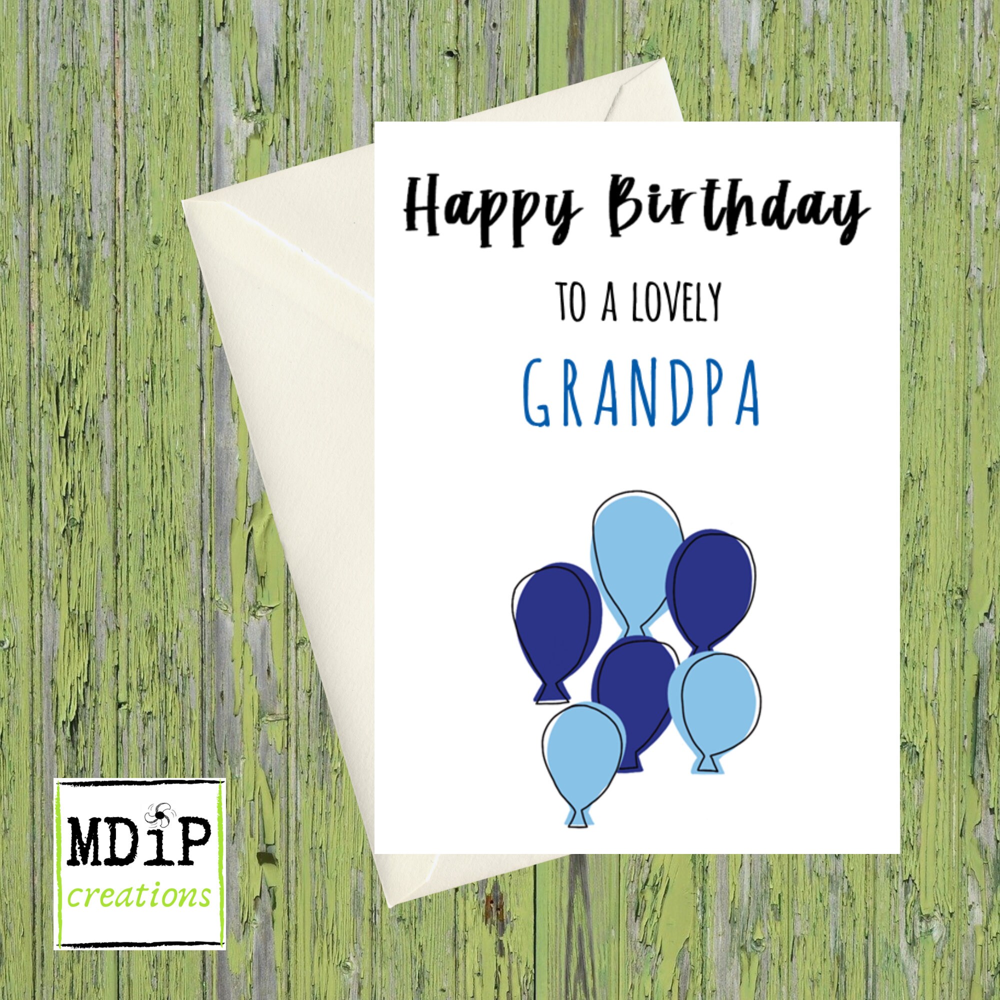 Grandpa Birthday Card Birthday Card for Grandpa Blue Balloon - Etsy