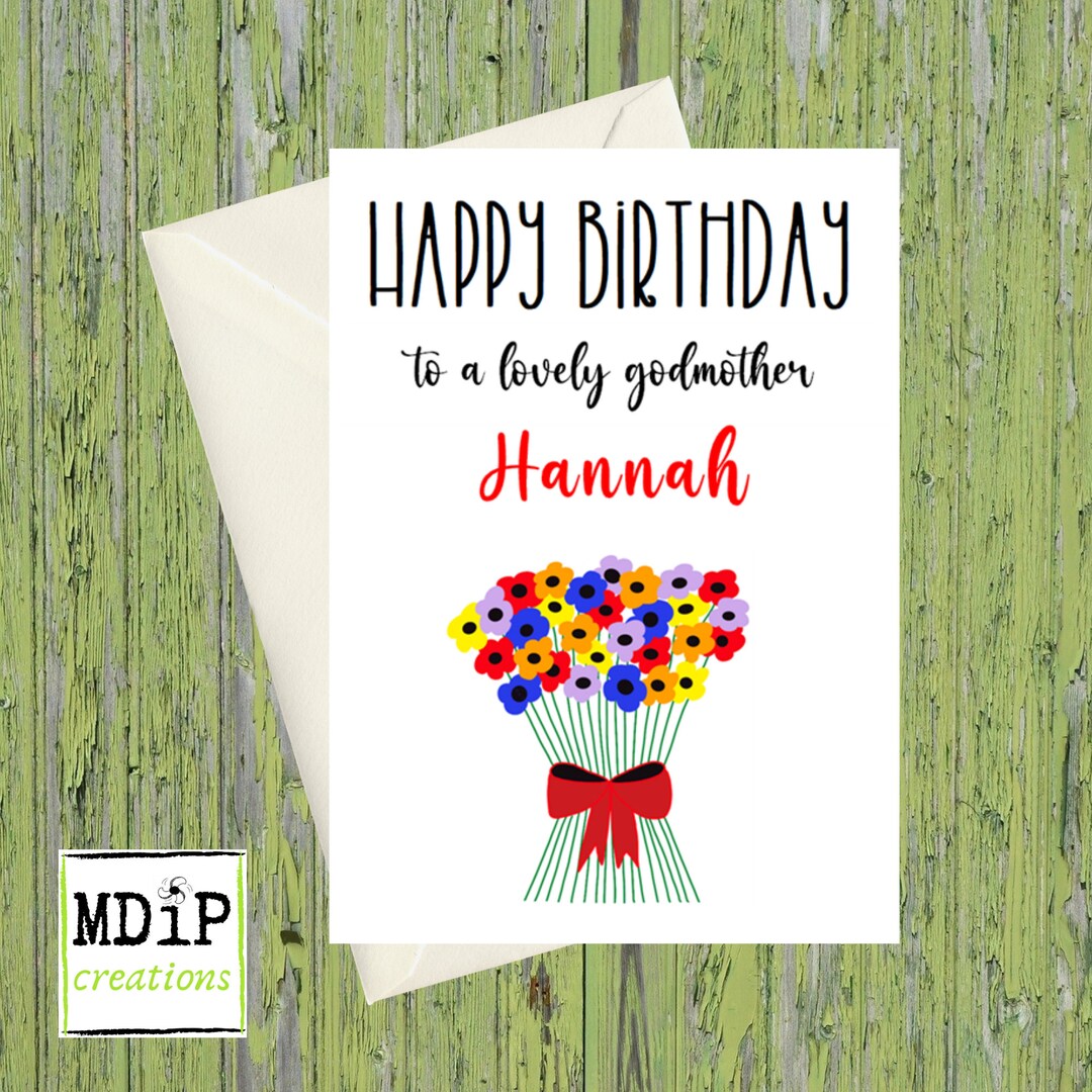Godmother Birthday Card, Personalised Birthday Card for Godmother ...