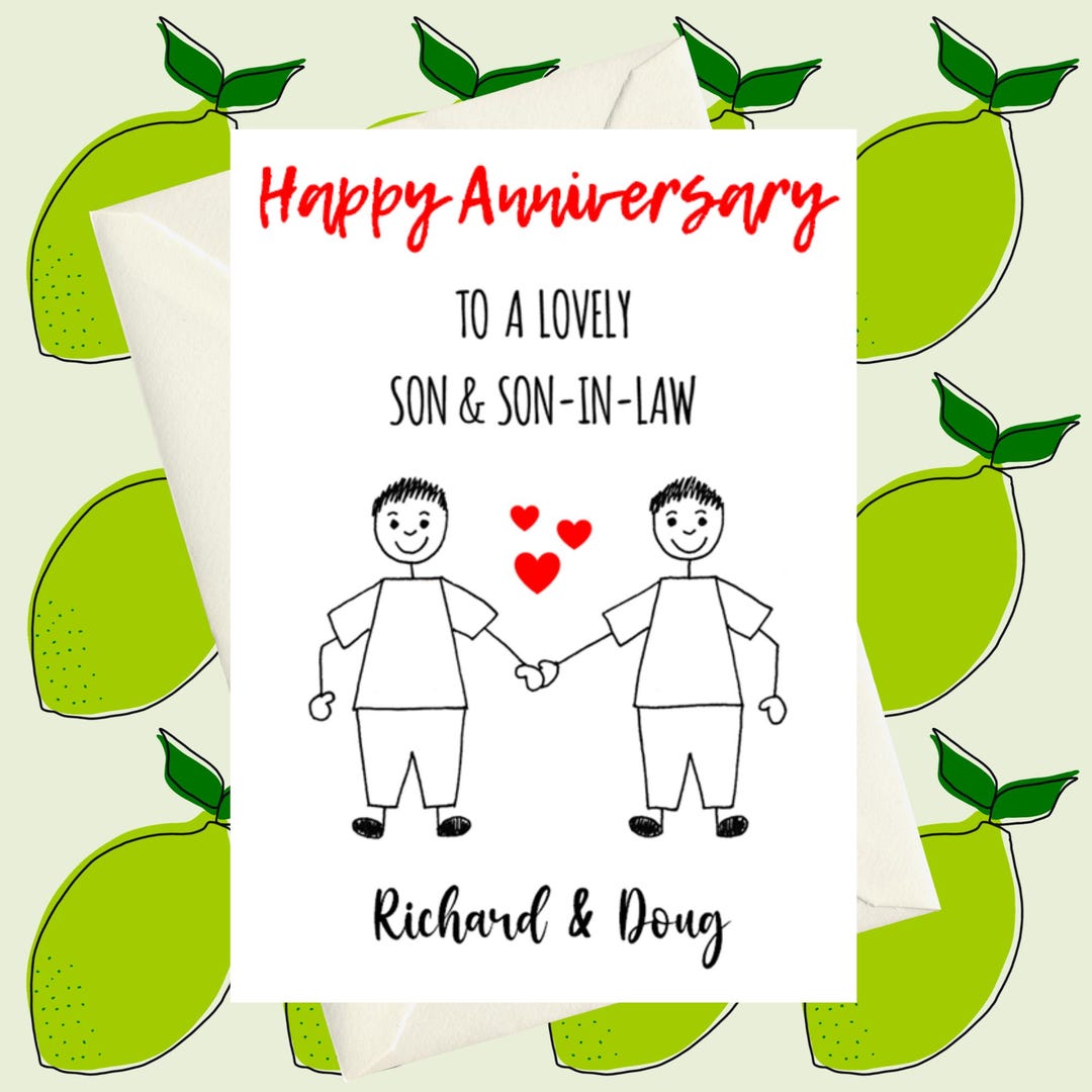 Son and Son in Law Wedding Anniversary Personalised Card - Etsy UK