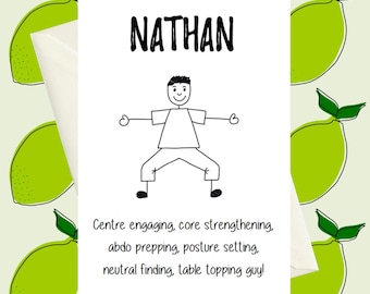 Pilates Card Personalised for Him, Pilates Birthday Card