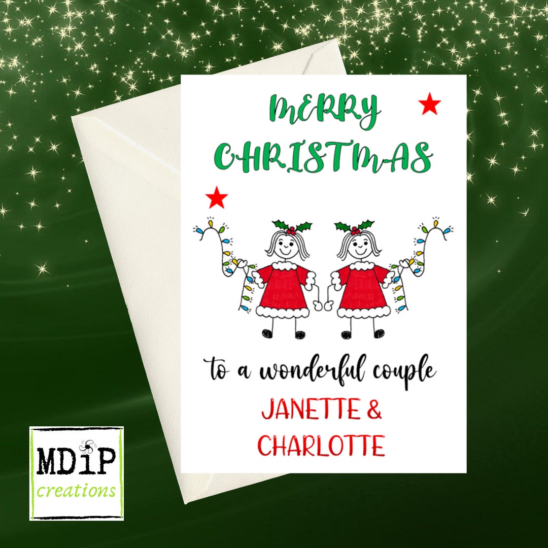 Lesbian Couple Christmas Card Personalised Christmas Card For Etsy