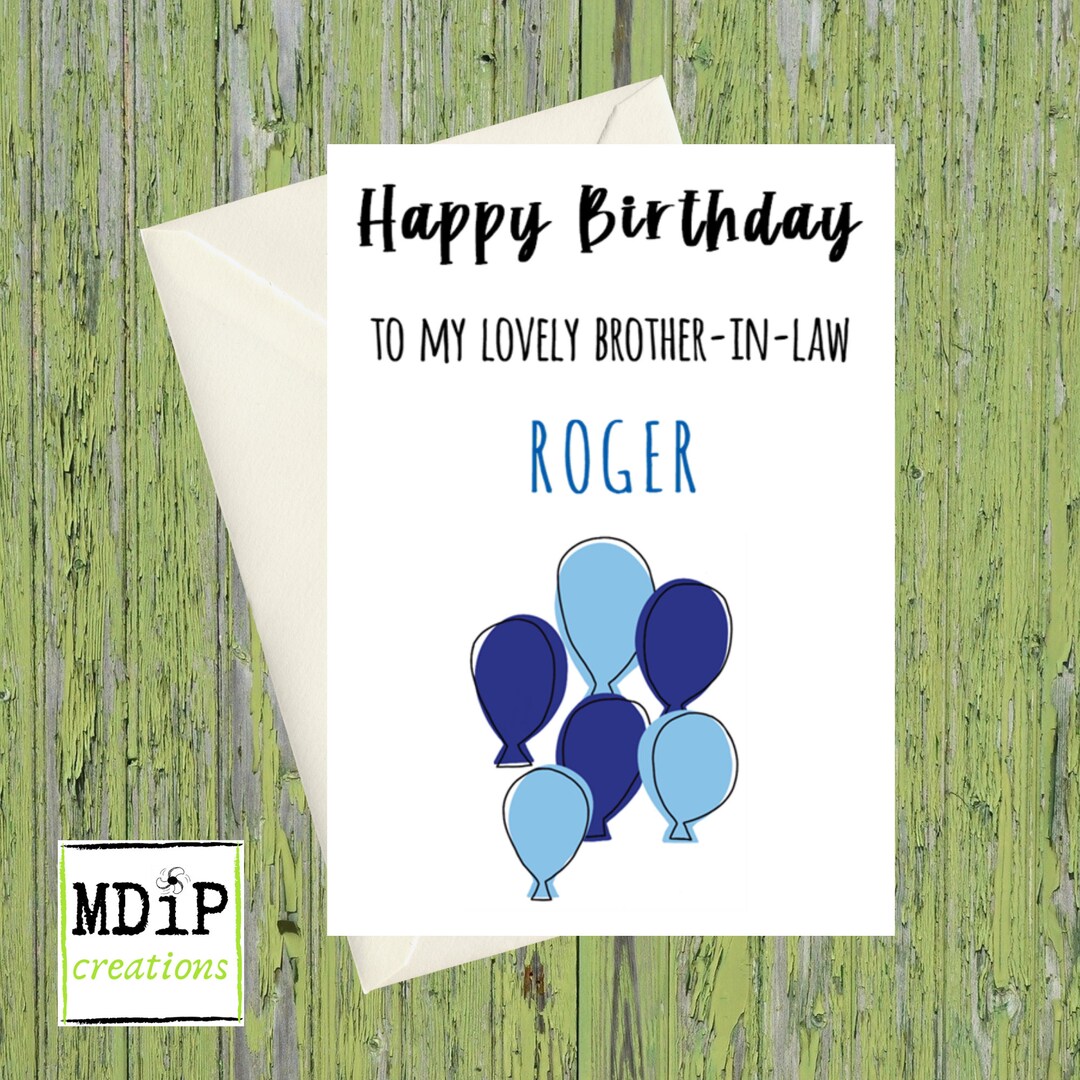 Brother in Law Birthday Card, Personalised Card for Brother in Law