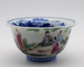 Tasse à thé en porcelaine peinte à la main, tasse à thé Gongfu chinoise ancienne peinture tasse à thé