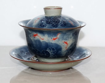 Gaiwan Teetasse mit Eisrissmuster, chinesische Teetasse mit Untertasse und Deckel, gutes Geschenk für Teeliebhaber