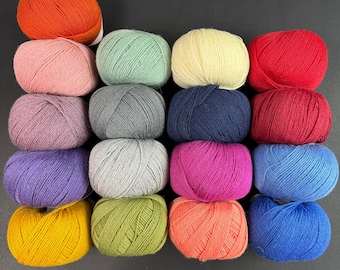 Juego de hilos para calcetines de color liso: mezcla de lana superlavada de 4 capas