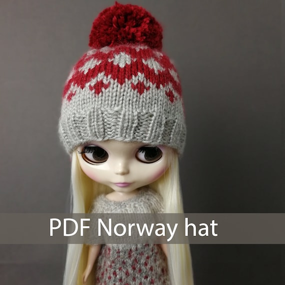 Norway Hat hat for Blythe doll PDF file Digital Download Pattern