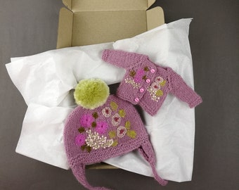 Blythe Doll Outfit: Embroidered Hat & Cardigan, Rustic Style
