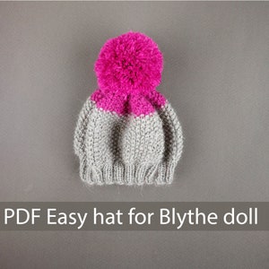 Blythe hat PDF Pattern for Blythe doll knit doll hat pattern Blythe clothes Pattern Digital Download Easy doll pattern for beginner