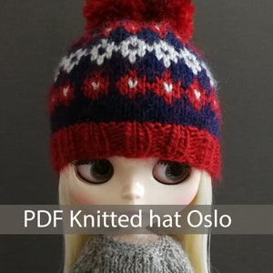 Knitted hat Oslo for Blythe doll PDF file Digital Download Pattern