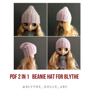 Blythe pattern for Blythe doll PDF file Blythe knitted beanie hat Digital Download Pattern instruction blythe hat doll knit hat