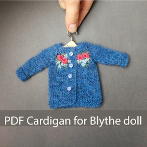 Blythe PDF Pattern for blythe doll knit doll Blythe clothes pattern Blythe sweater Blythe cardigan pattern Blythe doll Blythe knitting PDF