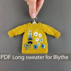 Blythe PDF Pattern cardigan for Blythe doll Long sweater for Blythe doll clothes pattern Blythe knitting patterns PDF for doll Blythe outfit