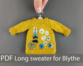 Blythe Doll Cardigan Knitting Pattern: Raglan Long Sweater (PDF)