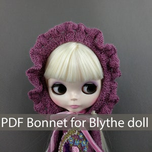 Blythe doll pattern Knitted Bonnet for Blythe dolls Blythe doll PDF file  Digital Download Pattern instruction Blythe doll knitted bonnet