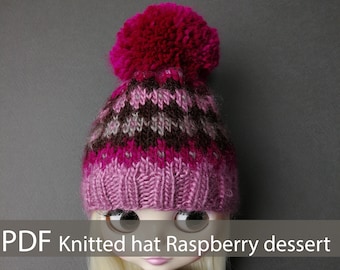 Blythe Doll Hat Knit Pattern: Raspberry Dessert (PDF Pattern)