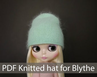 Blythe Doll Hat PDF Pattern: Mink Yarn Knit Doll Clothes