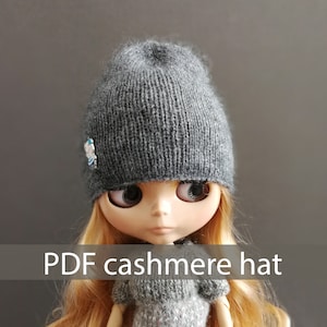 PDF knit doll pattern Cashmere knitted hat for Blythe dolls Digital Download Pattern instruction